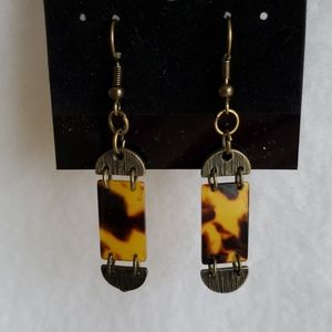 Womens bronze and leopard print earrings